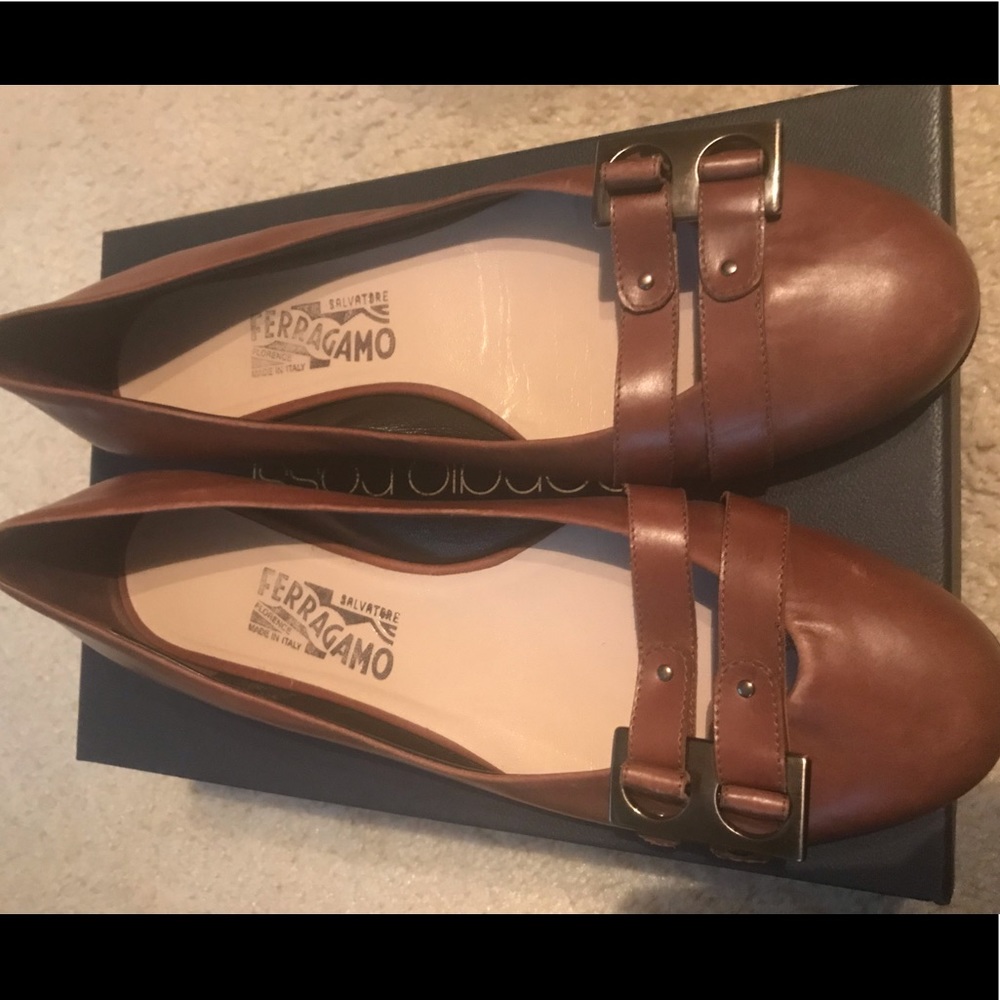 Ferragamo Brown Leather Flats